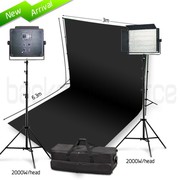 Two Head 2000W Bi-Color LED Professional Video Lighting Kit with Black