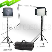 Two Head 2000W Bi-Color LED Professional Video Lighting Kit with White